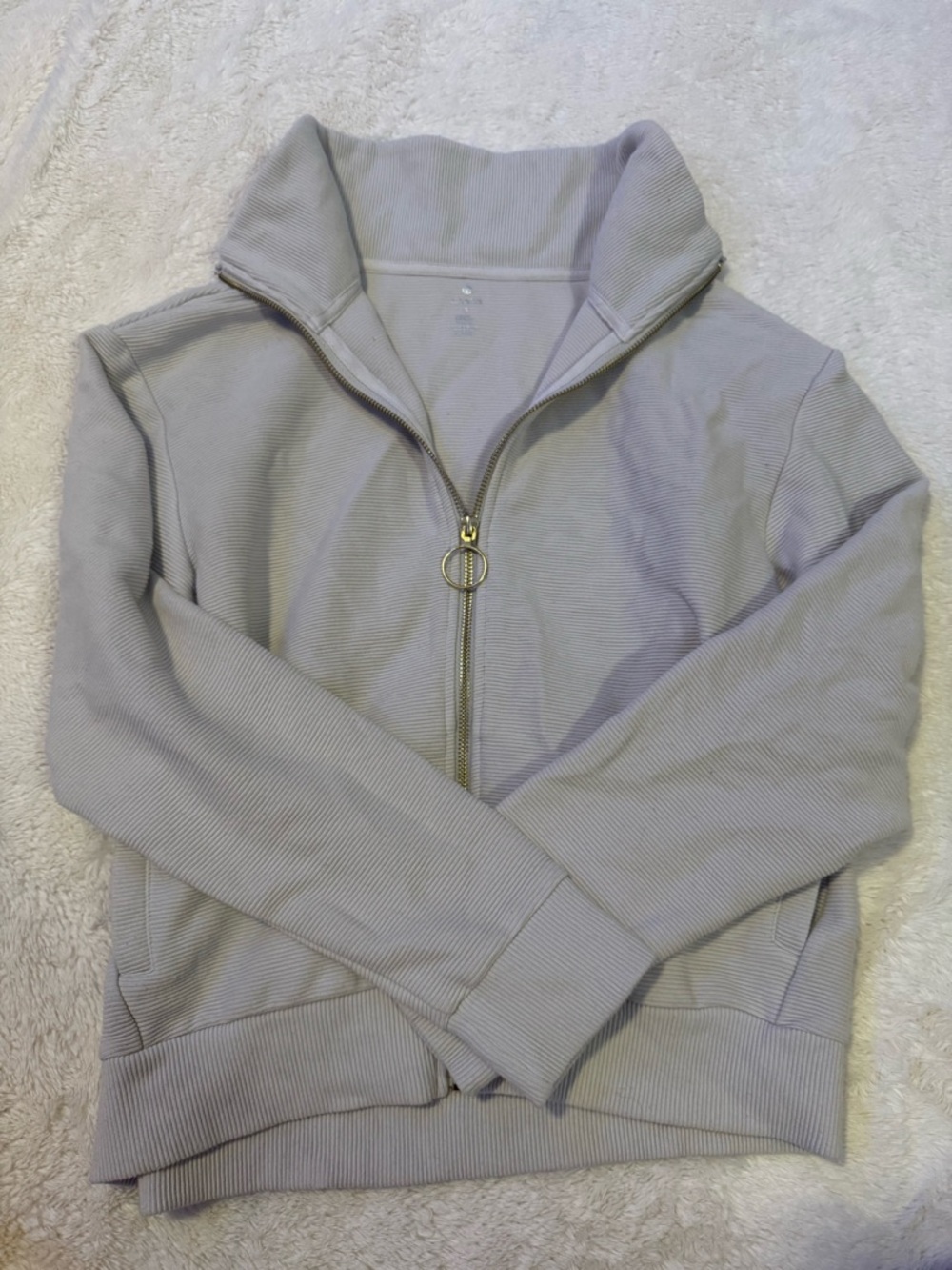 Apana Pale Pink Ribbed Zip-Up Jacket